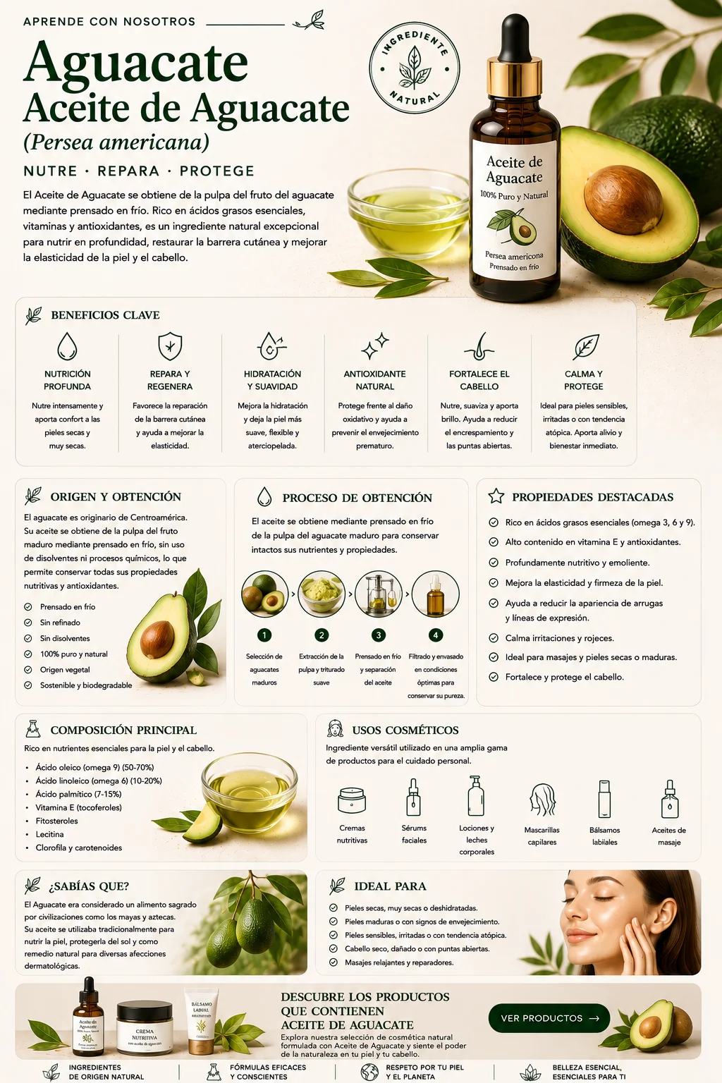 Aceite de Aguacate: propiedades y beneficios cosméticos