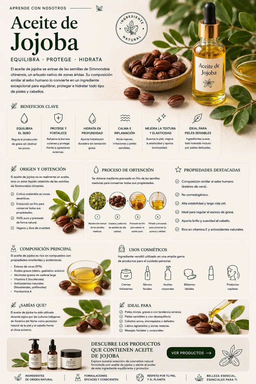 Aceite de Jojoba: propiedades y beneficios