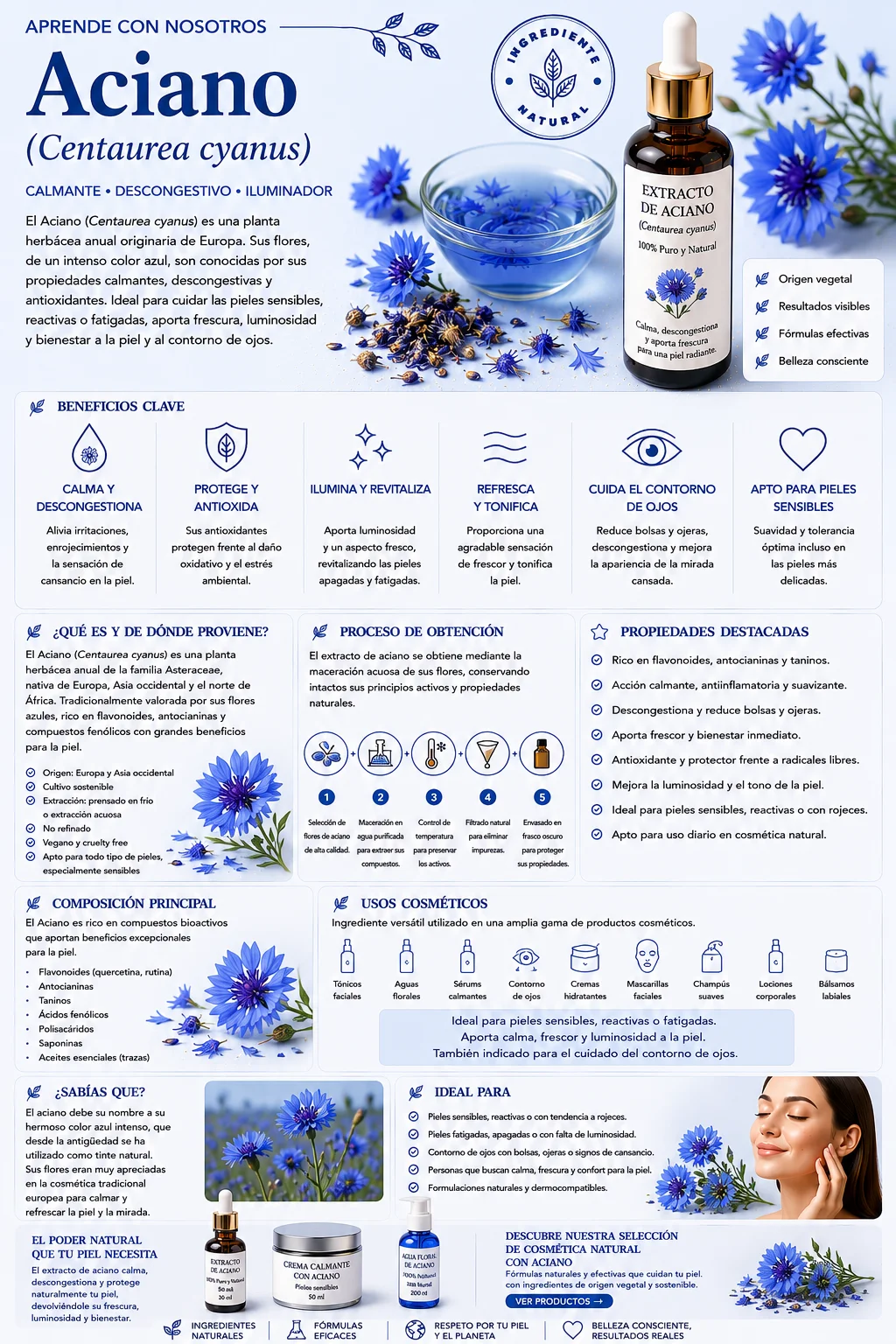 Aciano: propiedades y beneficios cosméticos