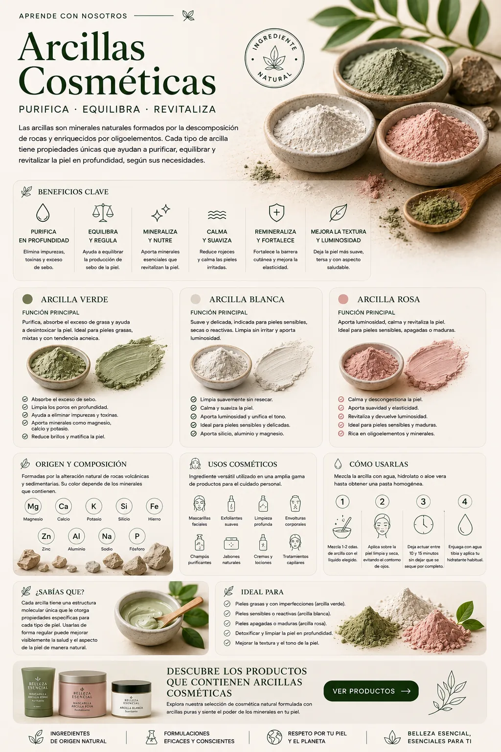 Arcillas cosméticas: propiedades y beneficios