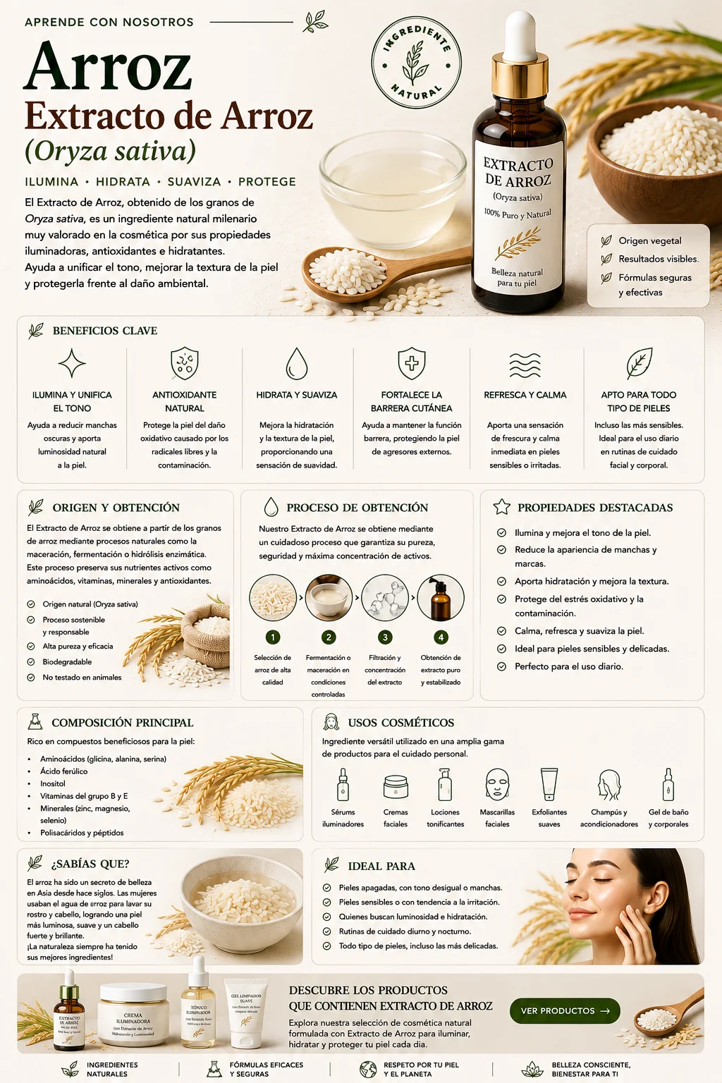 Arroz: propiedades y beneficios cosméticos