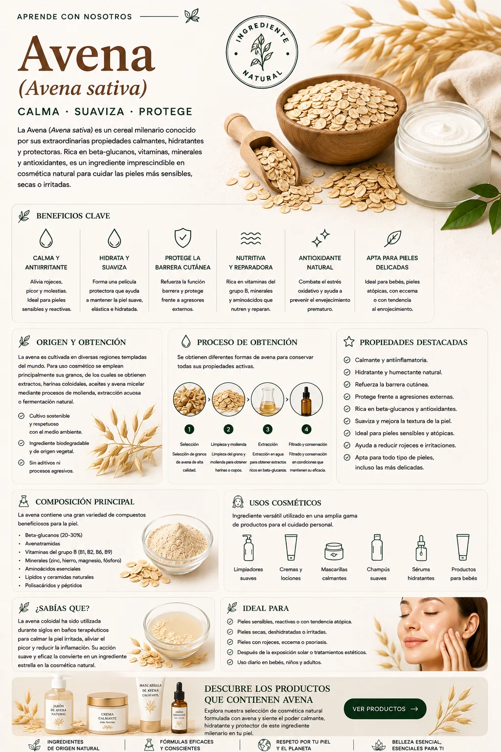 Avena: propiedades y beneficios cosméticos