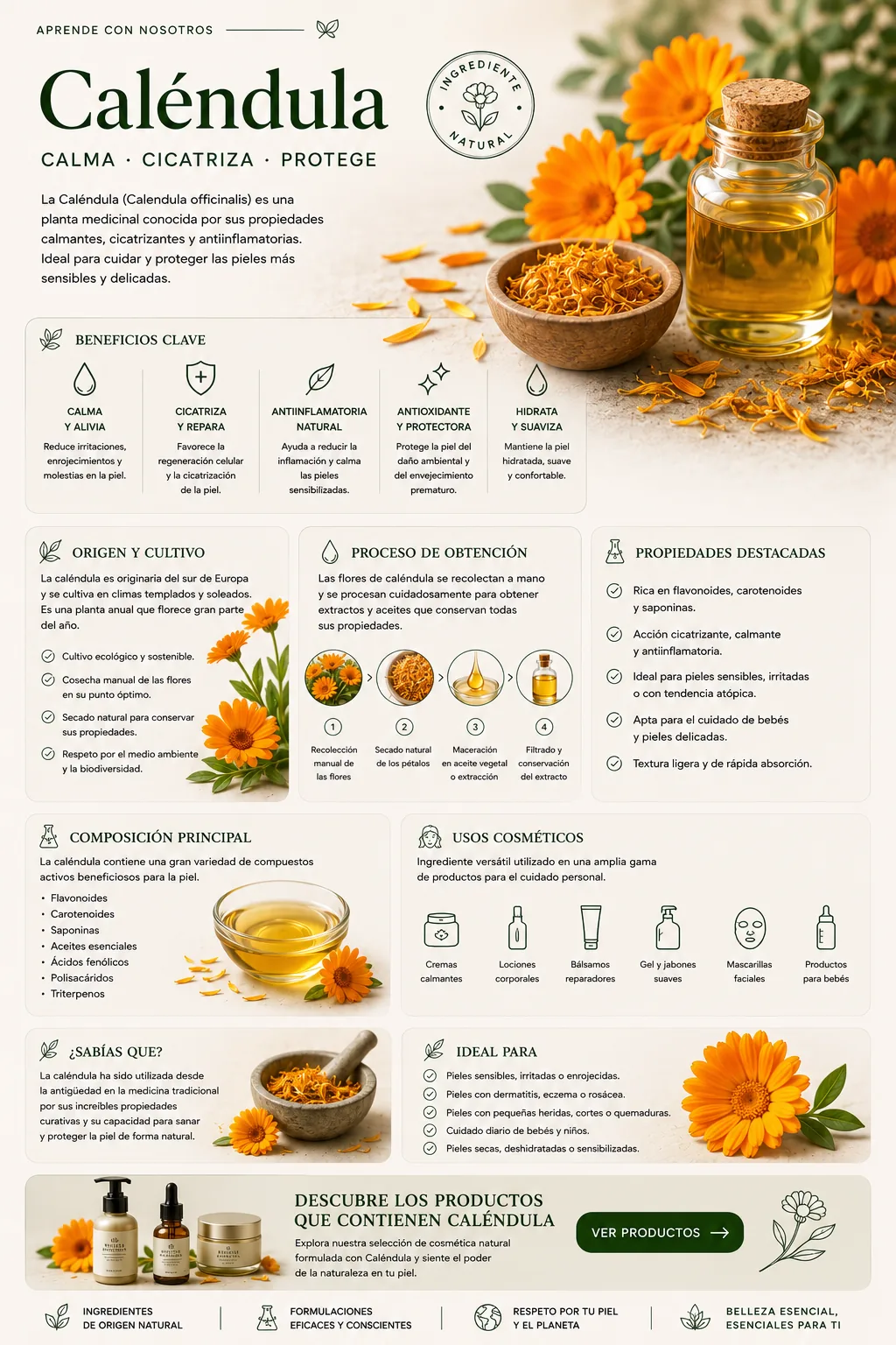 Caléndula: propiedades y beneficios