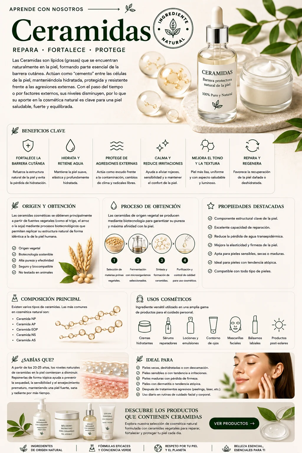 Ceramidas: propiedades y beneficios cosméticos