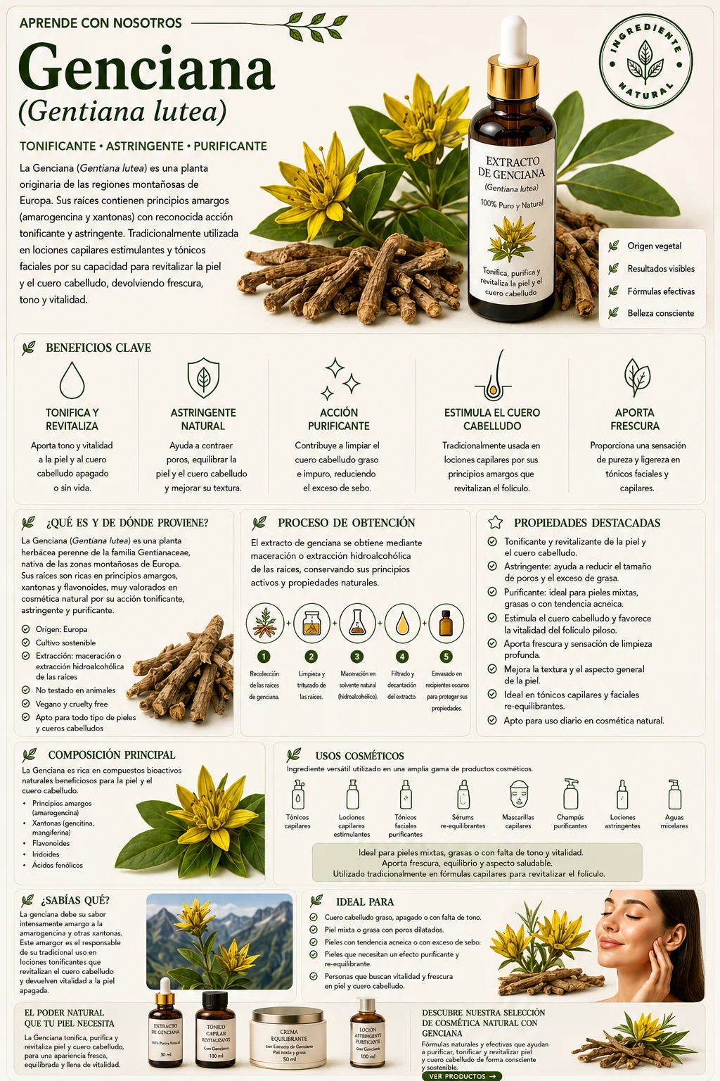 Genciana: propiedades y beneficios cosméticos