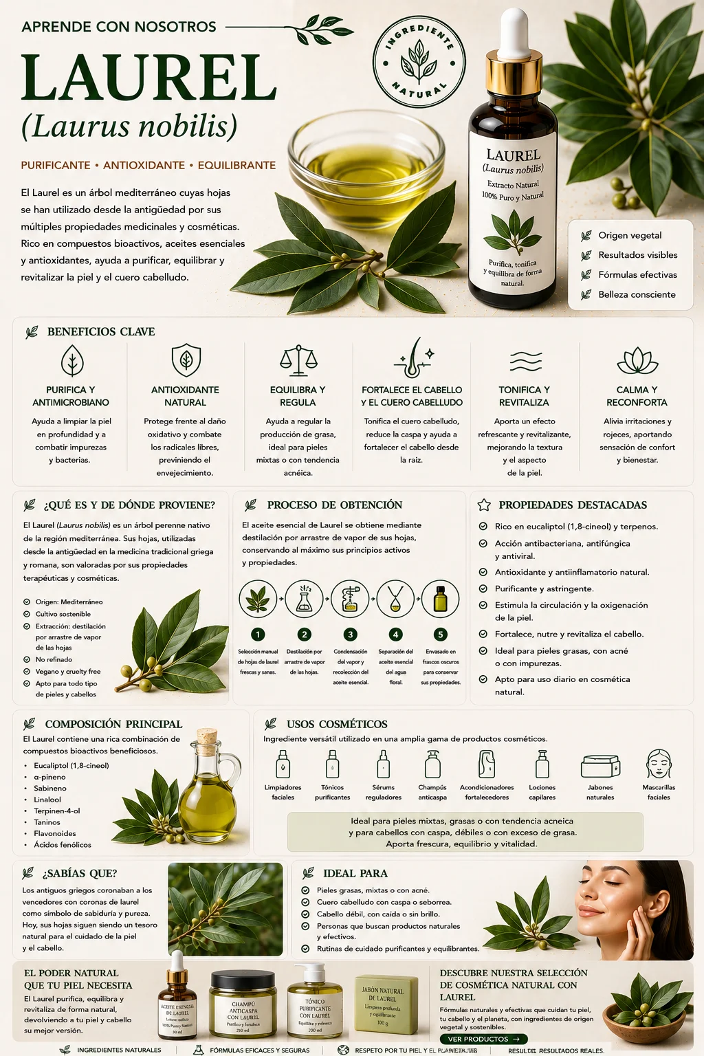 Aceite de Laurel: propiedades y beneficios cosméticos