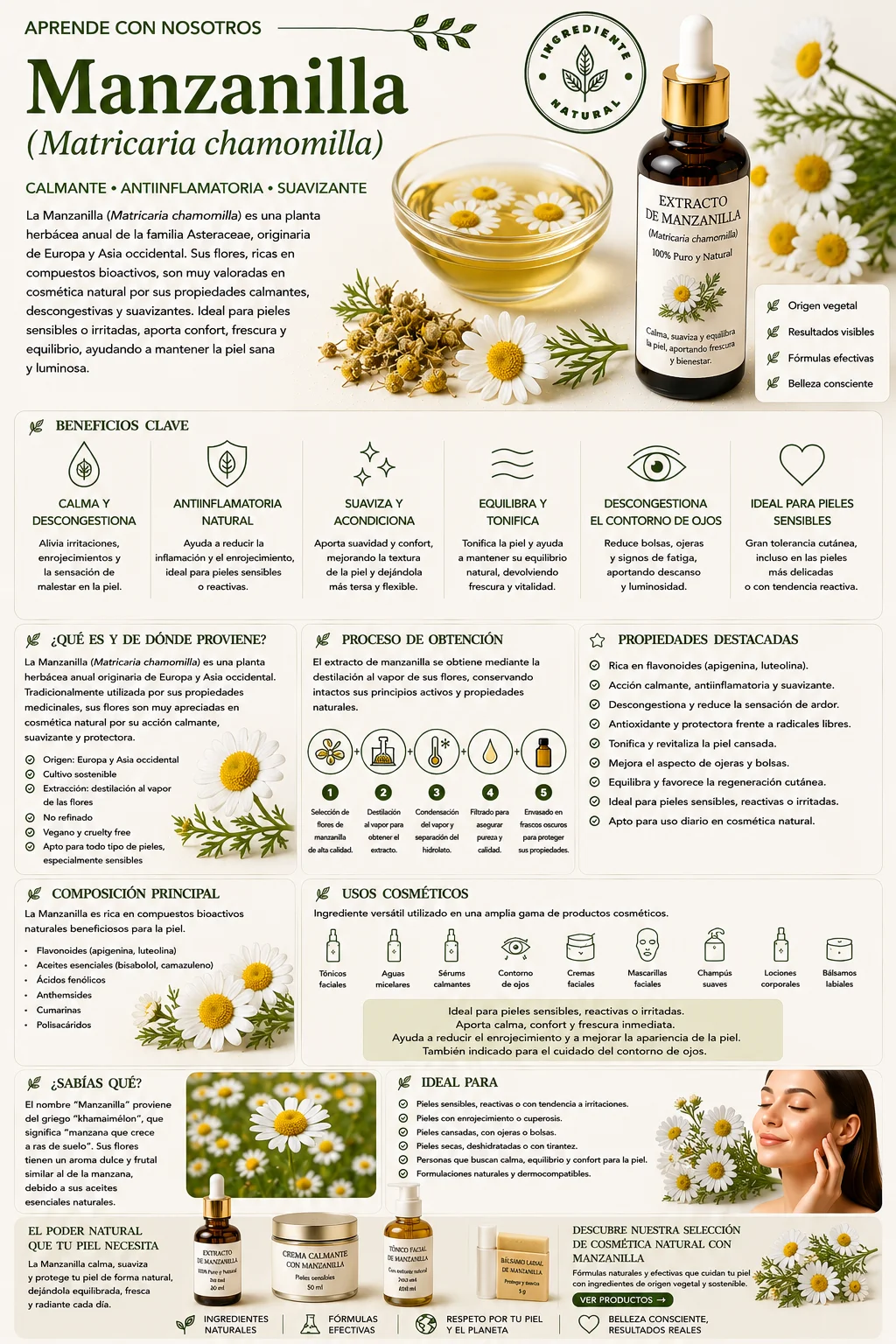 Manzanilla: propiedades y beneficios cosméticos