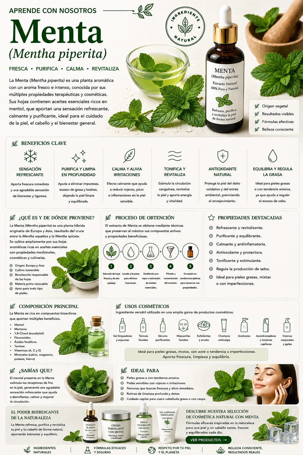 Menta: propiedades y beneficios cosméticos