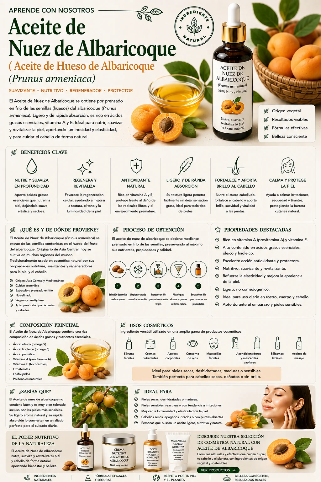 Aceite de Nuez de Albaricoque: propiedades y beneficios cosméticos