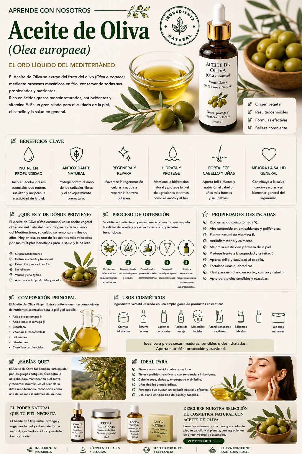 Aceite de Oliva: propiedades y beneficios cosméticos