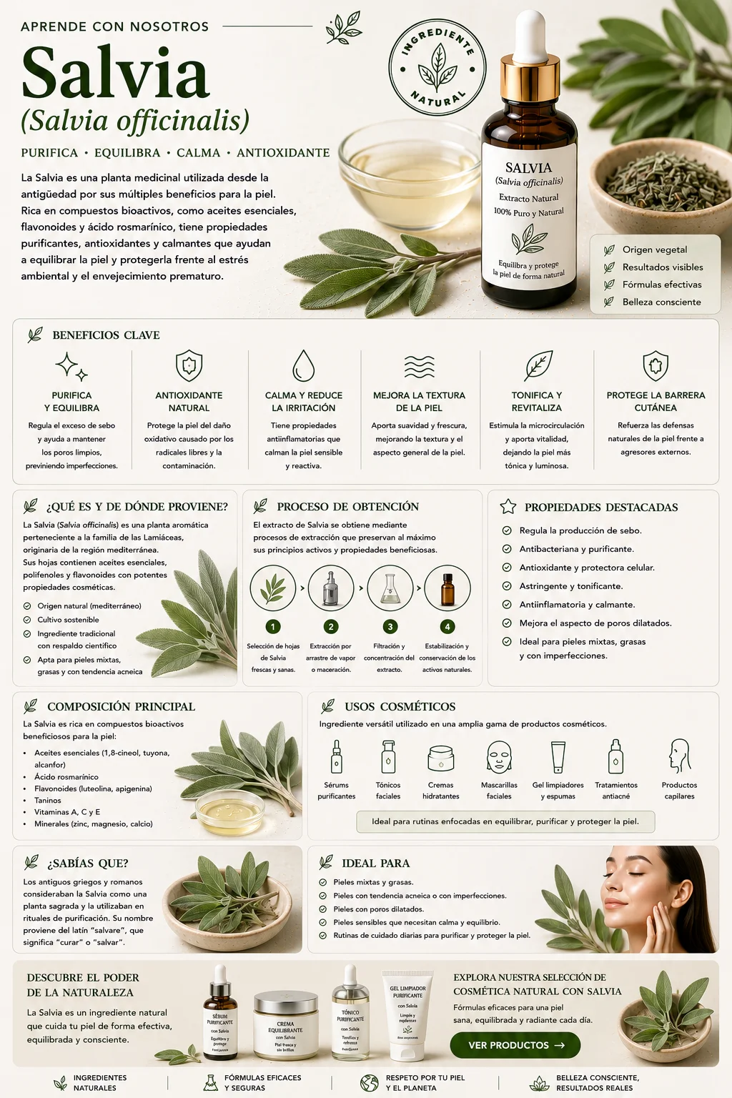 Salvia: propiedades y beneficios cosméticos