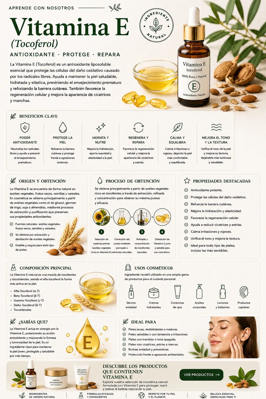 Vitamina E: propiedades y beneficios cosméticos