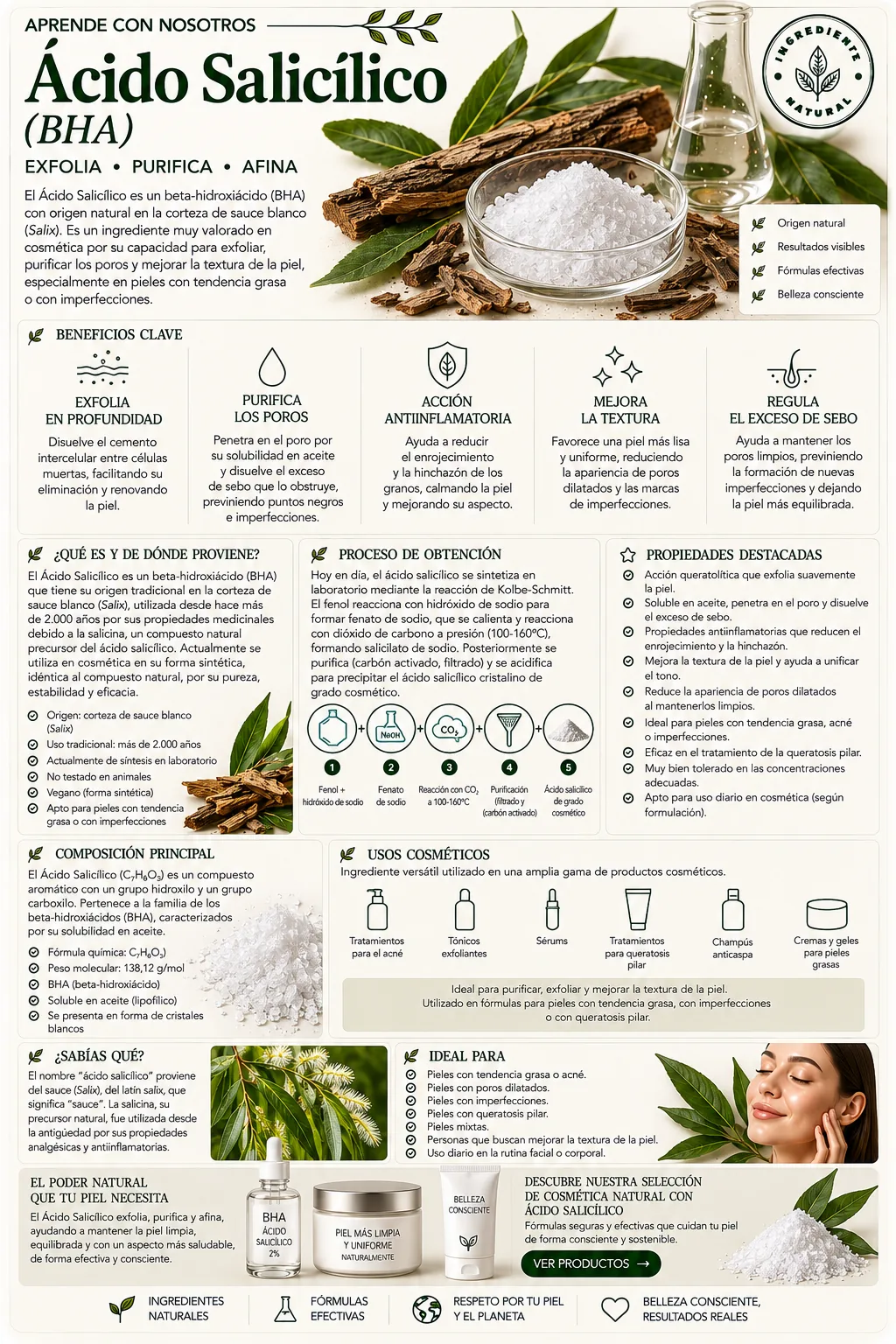 Ácido salicílico: propiedades y beneficios cosméticos
