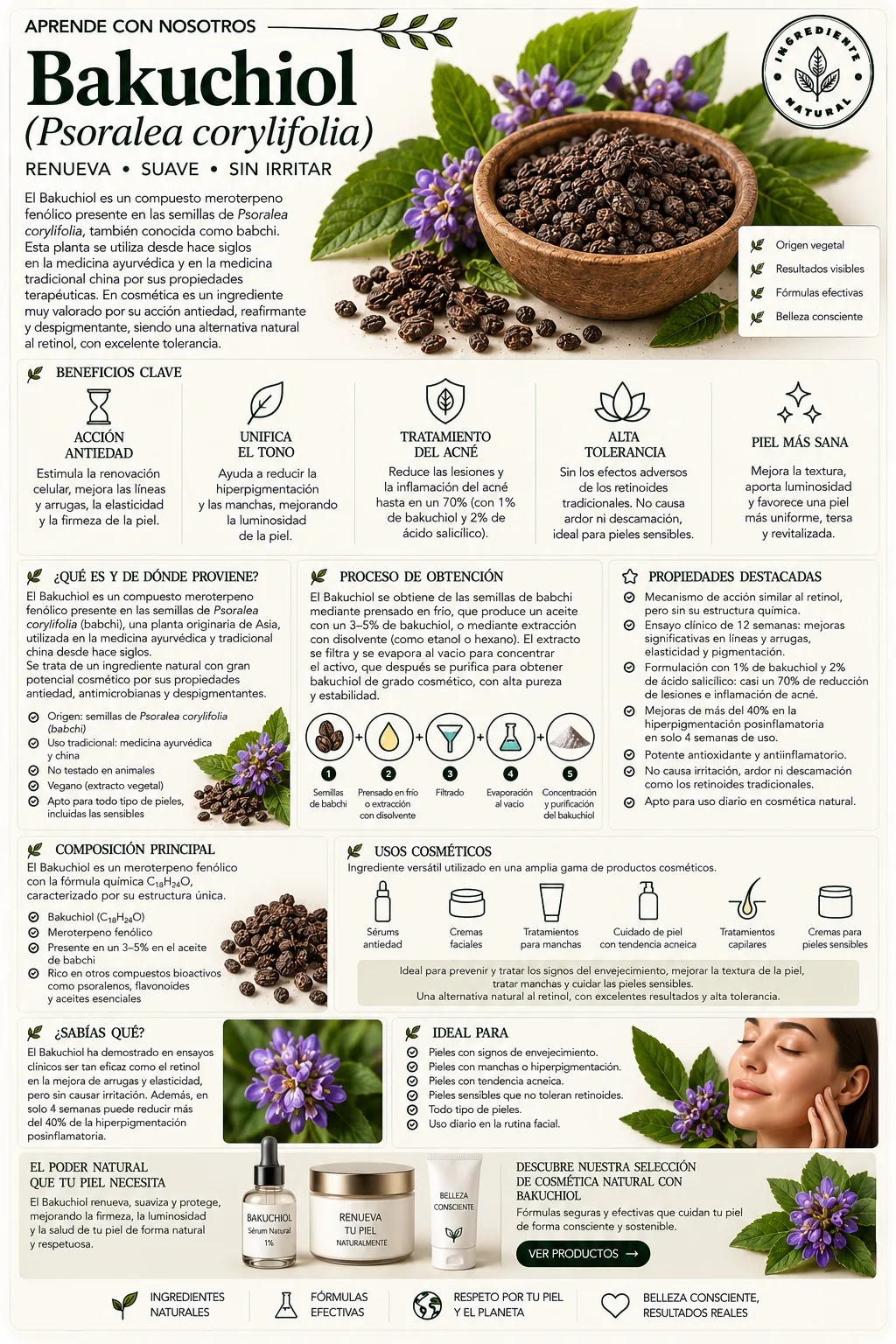 Bakuchiol: propiedades y beneficios cosméticos