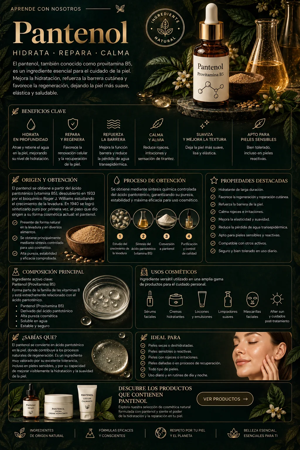 Pantenol o provitamina B5: propiedades y beneficios cosméticos
