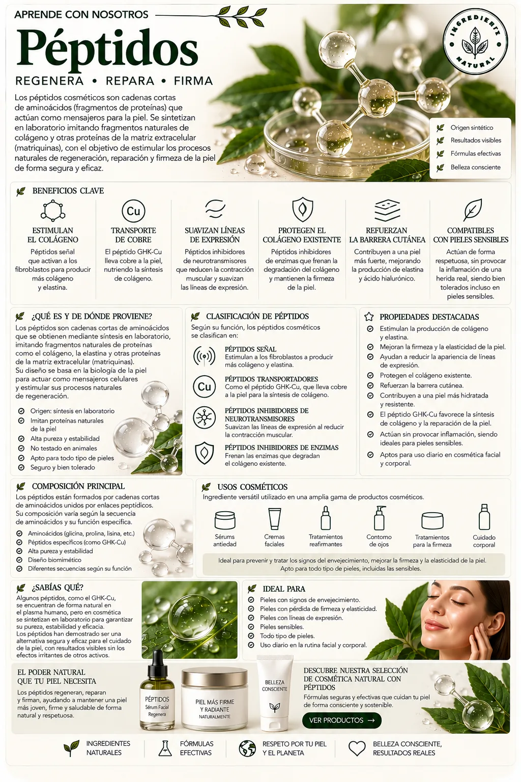 Péptidos: propiedades y beneficios cosméticos