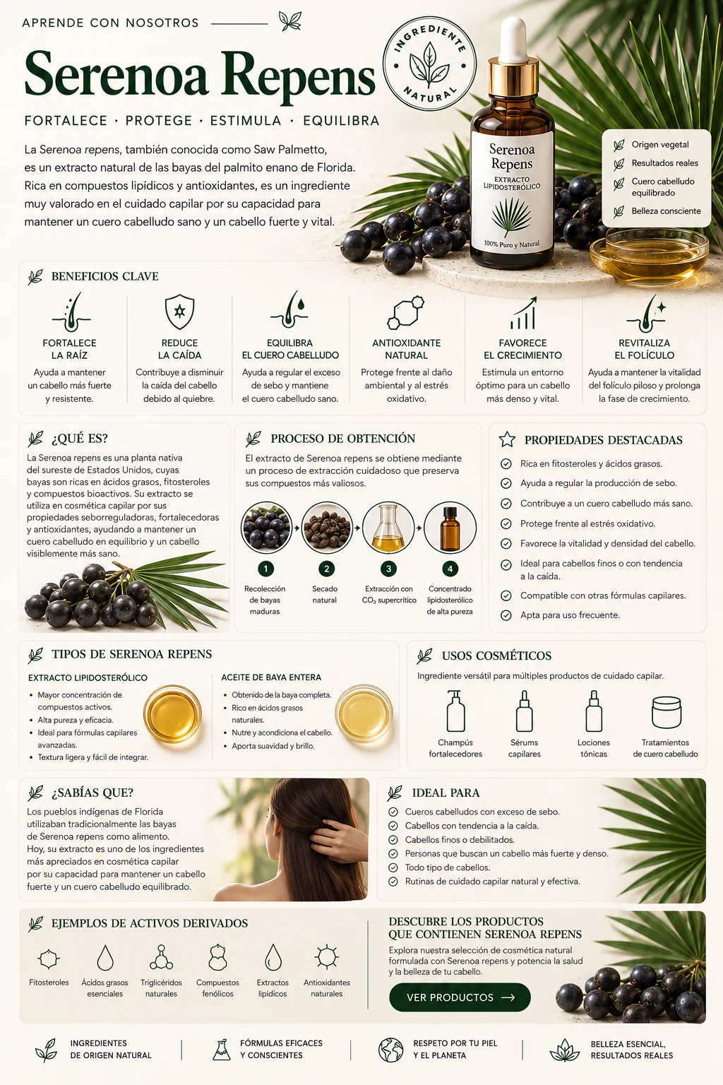 Serenoa repens: propiedades y beneficios cosméticos